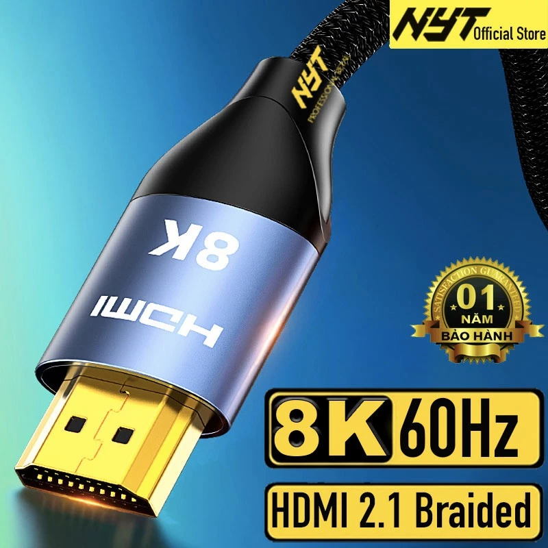 Dây HDMI 2.1 8K UHD 48Gbps ID H2H211 Bện Lưới, Đầu Metal Mạ Vàng Cao Cấp - BH 24T Chính Hãng