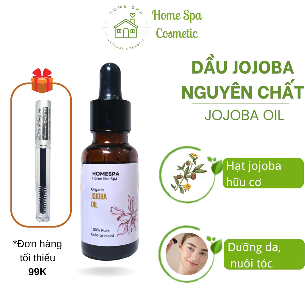 Dầu Jojoba Nguyên Chất Hữu Cơ HomeSpa - Dưỡng Da, Dưỡng tóc - 20ml / 50ml / 100ml