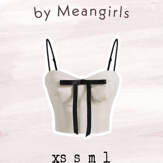 Meangirl~ (bigsize40-74kg) Áo Hai Dây Croptop Đính Nơ