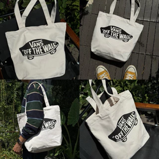 [ẢNH THẬT] Túi tote custom Vans dành cho nam nữ sức chứa lớn in hai mặt vải canvas đơn giản