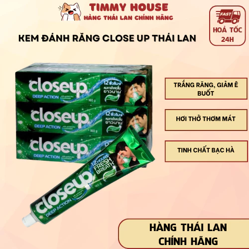 Kem Đánh Răng Close Up Thái Lan Dang Gel Cho Hơi Thở Thơm Mát Giúp Trắng Răng Chính Hãng 160g