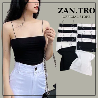 Áo 2 dây crotop sợi bún ZANTRO, áo BRA nữ cotton đen trắng 21