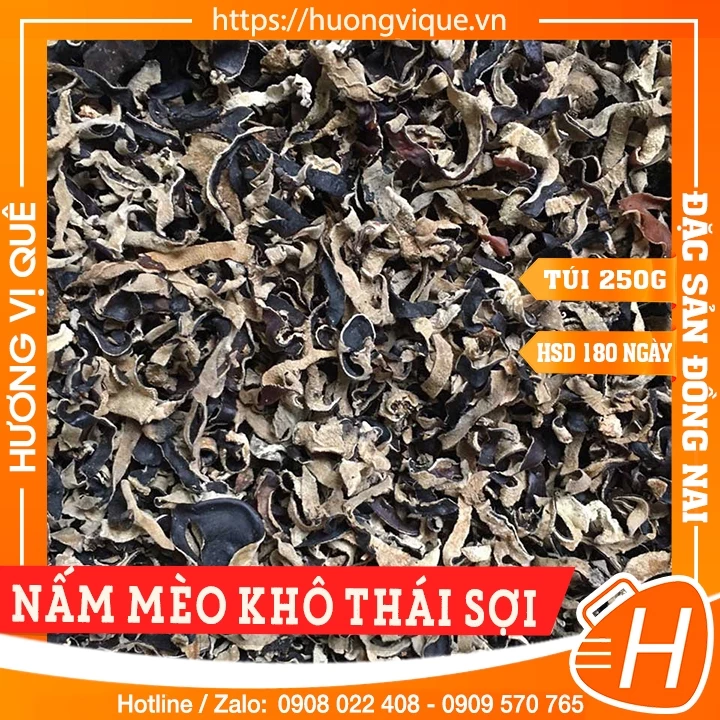 Nấm Mèo Khô Thái Sợi - Túi Ép Chân Không 250g