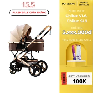 Xe đẩy Chilux V1.6 cho bé có thể gấp gọn, xe nôi 9 chức năng an toàn cho bé.