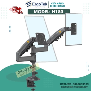 Giá Treo 2 Màn Hình NB H180 17 - 27 Inch - Tay Arm / Giá Đỡ Màn Hình Đôi Gắn Bàn [ Ưu Việt Hơn NB F160 ]