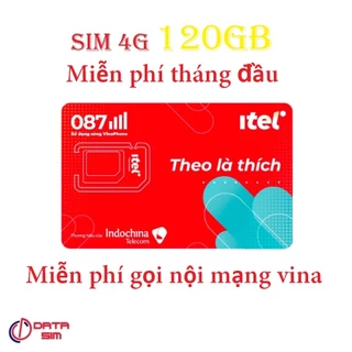 Sim 4G itel vina 120GB gọi vina miễn phí có sẵn tháng đầu