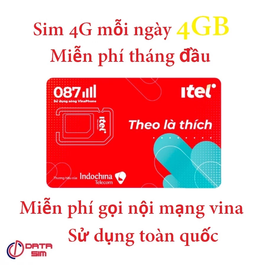 Sim 4G itel vina mỗi ngày 4GB gọi vina miễn phí có sẵn tháng đầu