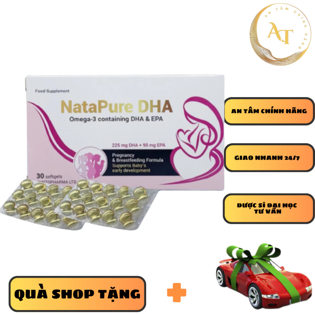 [CHÍNH HÃNG] Viên uống Natapure DHA | Bổ Sung DHA, EPA Cho Phụ Nữ Mang Thai & Cho Con Bú (Hộp 30 Viên)