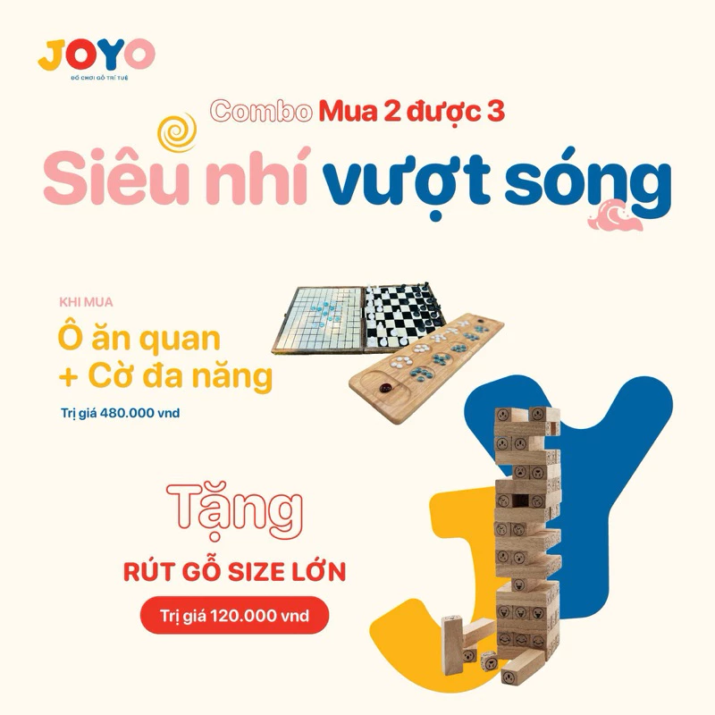 Combo Siêu Nhí Vượt Sóng (CỜ Ô ĂN QUAN + CỜ ĐA NĂNG) tặng thêm BỘ RÚT GỖ SIZE LỚN