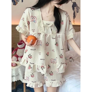 Sét bộ đùi pyjama gân ren hình