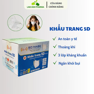 KHẨU TRANG 3 LỚP 5D (hộp 100 cái, đóng gói 10 túi x10 cái/ túi)