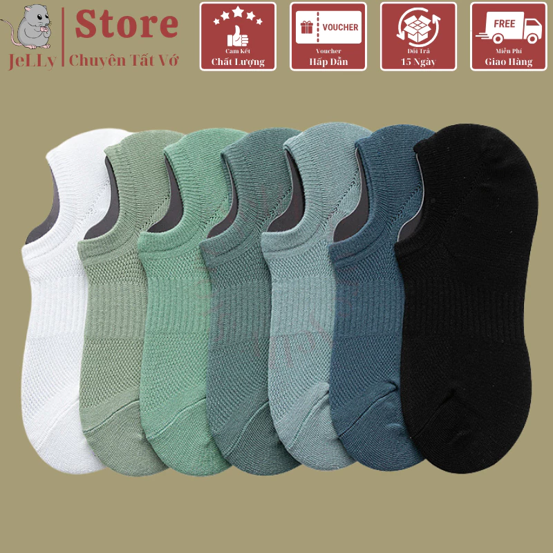 Combo 7 Đôi Tất vớ lười mắt cá chân nam nữ  Cotton Cao Cấp co giãn kháng khuẩn , khử mùi , thoáng khí ,  không bai nhão