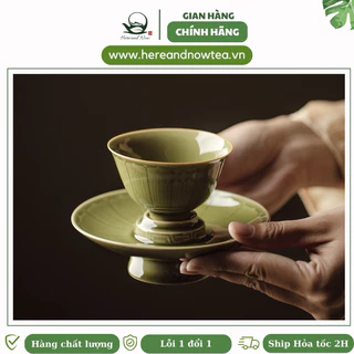Bộ chén uống trà chén trà sứ Long Tuyền xanh ngọc Celadon 90ml bộ ấm chén uống trà Trung Quốc cao cấp