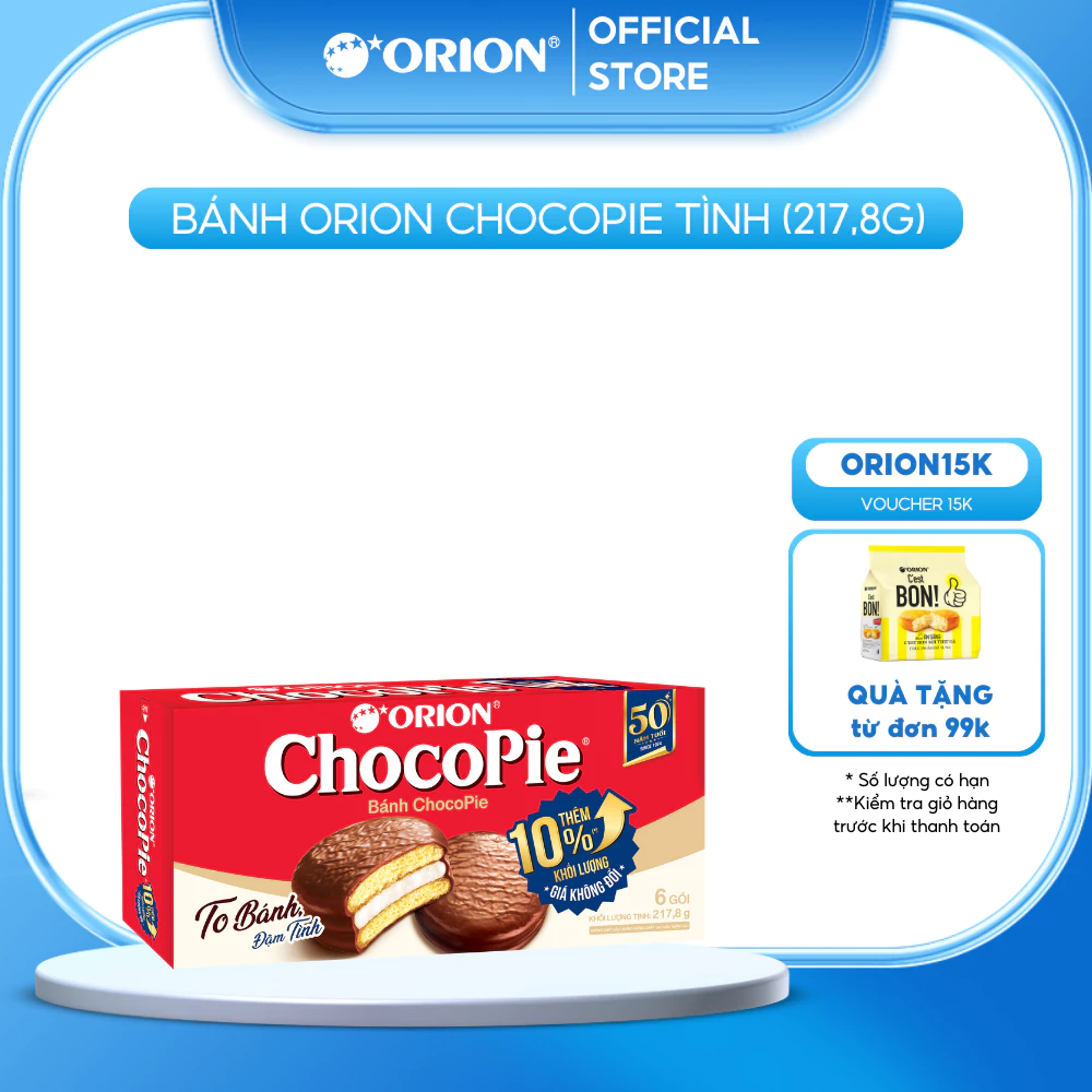 Hộp 6 gói bánh Orion ChocoPie Tình vị truyền thống (217.8G)