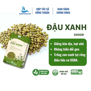 Đậu Xanh thuần chủng không biến đổi gen trồng hữu cơ organic Đồng Thuận Anphaco Hộp  500g