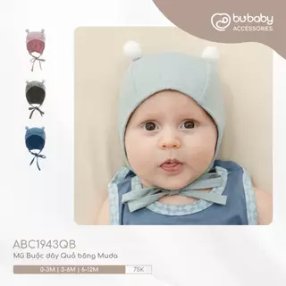 Bubaby ABC1943QB Mũ Buộc dây Quả bông Muda cho bé trai, bé gái sơ sinh từ 0 đến 12 tháng - Bamco  | Phụ kiện chính hãng