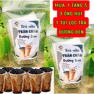 Sét trà sữa trân châu đường đen nấu được 15 đến 20 cốc tặng  3 ống hút đẹp và túi lọc trà