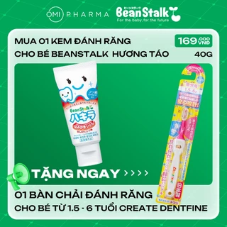 [Mua 1 Tặng 1] Kem Đánh Răng Cho Bé Beanstalk Hương Táo Nhật Bản (40g)