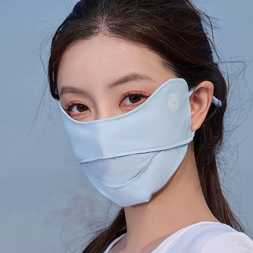 Khẩu Trang Chống Nắng Thoáng Khí Có Thể Tái Sử Dụng, Có Thể Điều Chỉnh Màu Trơn Chống Tia UV Ice Silk Nam Nữ