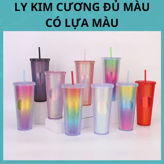 Tặng Kèm Túi Nhựa Và Nắp Ống Hút Siêu Kute - Ly Kim Cương 2 Lớp Cao Cấp, Cốc Gai Sầu Riêng 710m