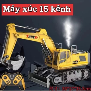 Xe Múc Điều Khiển Từ Xa, Xe Máy Xúc Điều Khiển Từ Xa, Xe Cuốc 6-11-13-15 Kênh (Gầu SẮT,Pin sạc lại)