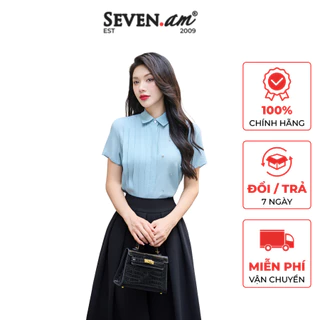 Áo sơ mi xanh thời trang nữ phối đá Seven.AM OA0176I