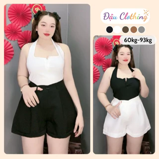 Quần đùi nữ bigsize lưng chun ống rộng lên line chuẩn form vải Fos dành cho Chubby Q28