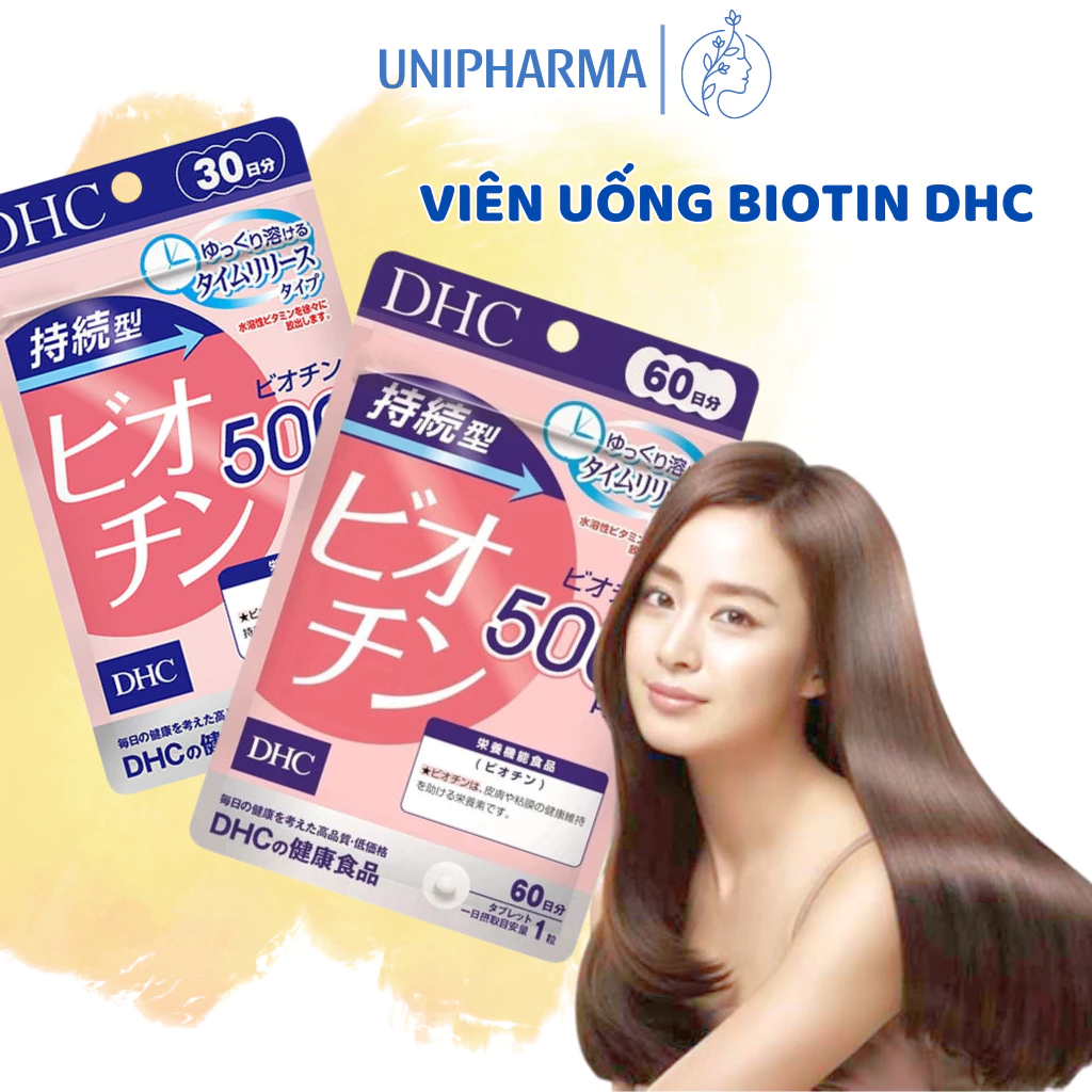 Viên uống DHC Biotin 60N, Viên uống DHC Nhật Bản ngăn rụng tóc hỗ trợ kích thích mọc tóc đẹp da, DHC, Unipharma