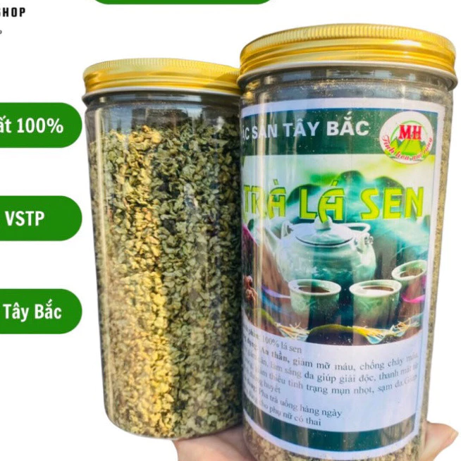 Trà lá sen cuộn lá sen vo viên sấy lạnh 100g giúp an thần, ngủ ngon, hạ lượng chole.sterol trong m.áu