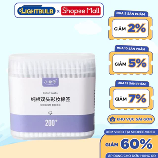 Hộp 200 Tăm Bông Ngoáy Tai LIGHTBULB 2 Đầu Vệ Sinh Tai, Mũi Kháng Khuẩn Lấy Ráy Tai Vô Cùng Tiện Lợi