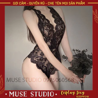 Đồ ngủ sexy, bodysuit ren mềm xuyên thấu đính nơ ngực gợi cảm quyến rũ siêu tôn dáng