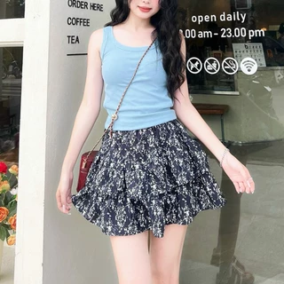 Chân váy nữ xinh, Chân váy mini xòe hoa nhí style Ulzzang có lót trong