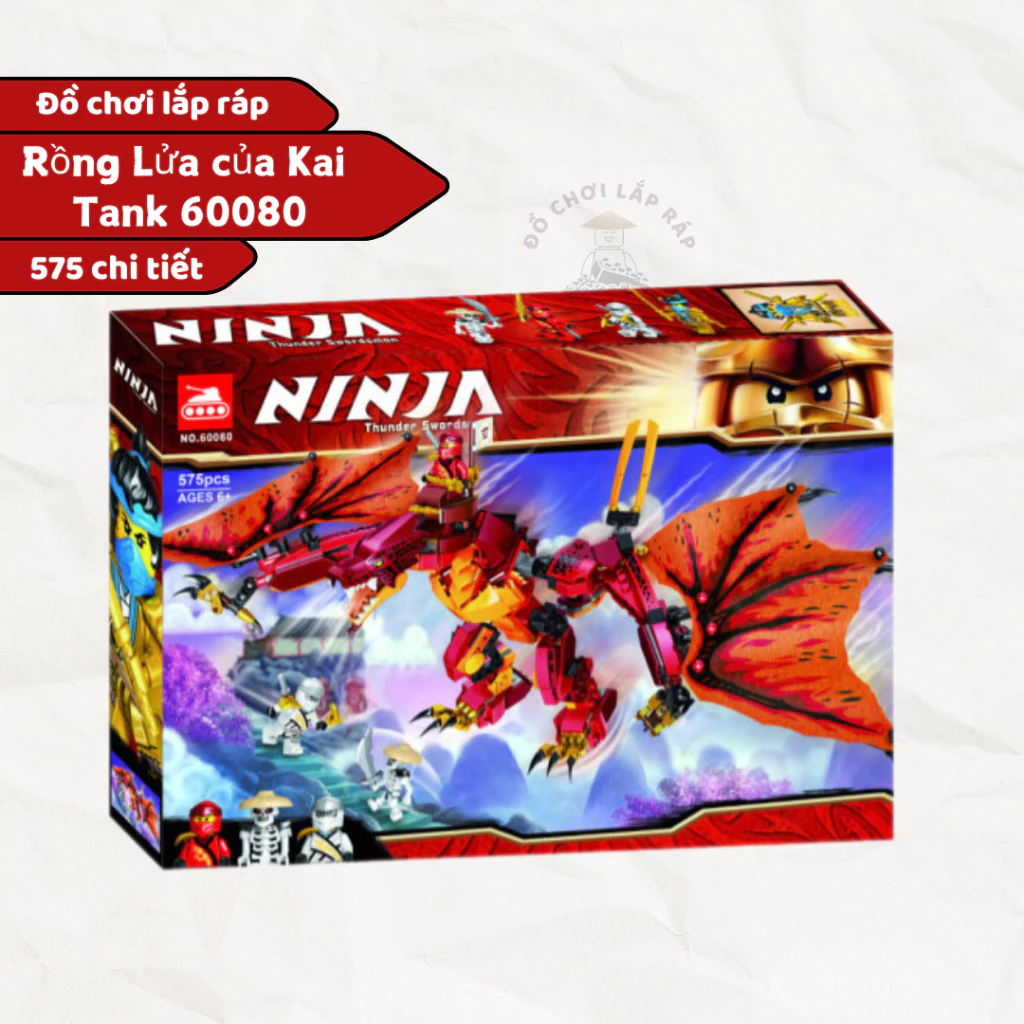 (Tặng 1 mini ngẫu nhiên) Đồ chơi lắp ráp Ninja rồng lửa cuồng nộ Tank 60080