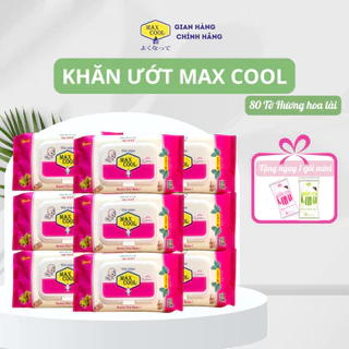 Combo 9 gói khăn ướt Max Cool 80 tờ, hương lài - Hàng chính hãng an toàn cho bé