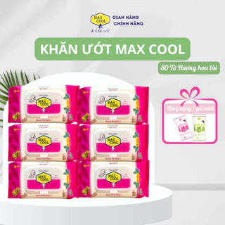 Combo 6 gói khăn ướt Max Cool 80 tờ, hương lài - Hàng chính hãng an toàn cho bé