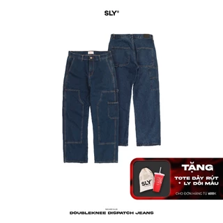 Quần Jeans ống suông SLY Double Knee Washed Blue