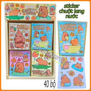 Khay 40 bộ nhãn dán sticker chuột lang nước , capybara sticker 40 pcs