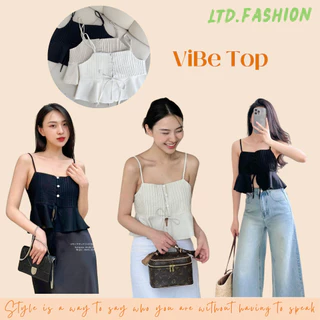 ÁO HAI DÂY LINEN XẾP LY - LTD.FASHION - VIBE TOP