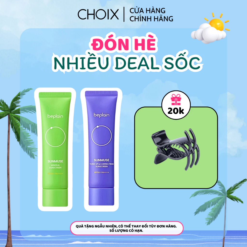 (Tặng Quà KT)Kem chống nắng Beplain Sunmuse Vật Lý kiềm dầu Nâng Tone nhẹ nhàng SPF 50+ PA++++ 50ml