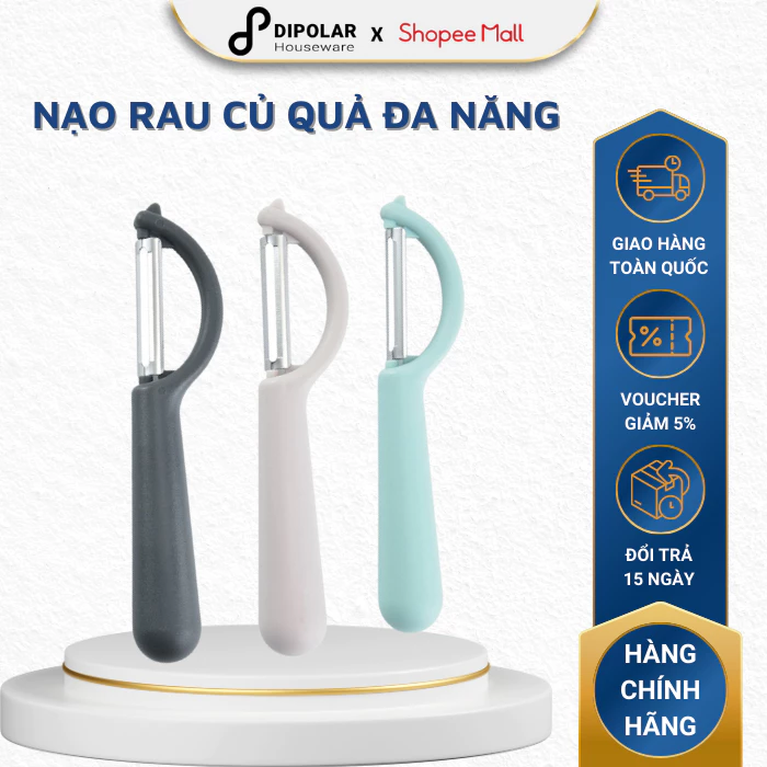 Nạo Rau Củ Đa Năng DIPOLAR Lưỡi Dao Bằng Thép Không Gỉ Sắc Bén, Thiết Kế Nhỏ Gọn Tay Cầm Ngang Tiện Lợi - DNRC01