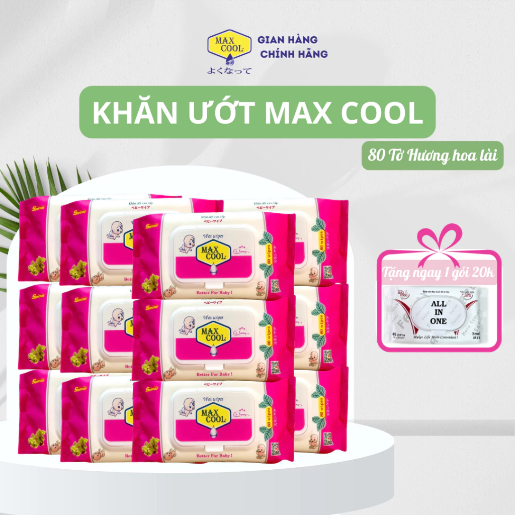 Combo 32 gói khăn ướt Max Cool 80 tờ, hương lài