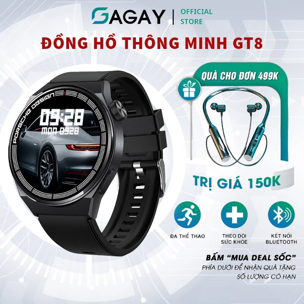 Đồng Hồ Thông Minh Smart Watch GT8 Nghe Gọi Bluetooth, Đồng Hồ Thể Thao,Theo Dõi Sức Khỏe, Bảo Hành 12 Tháng GAGAY