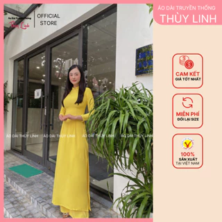 Áo Dài Truyền Thống Màu Vàng Tươi Cổ 2 Phân - Đường May Chắc Chắn Tinh Tế, Mang Đến Độ Bền Đẹp Lâu Dài Cho Khách Hàng