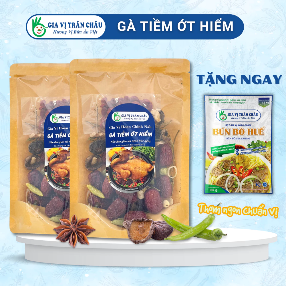 [COMBO 2 GÓI] Gói gia vị hoàn chỉnh nấu Gà tiềm ớt hiểm Trân Châu,90g, ngon và tiện dụng, đầy đủ thành phần