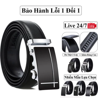 Thắt Lưng Nam Da Bò Hai Lớp Vicenzo Cao Cấp Khóa Tự Động Hợp Kim Không Gỉ, Dây Lưng Da Bò Nam Cao Cấp Có Bảo Hành