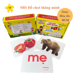 Có File nghe Tiếng Anh - Thẻ học thông minh Flashcard size A5 dày to nhất dạy trẻ TGXQ và dạy trẻ tập nói tập đọc