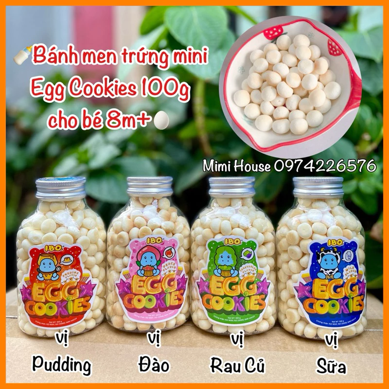 [Date 3-4/2025] Bánh men mini Egg Cookies - hàng Việt Nam cho bé 8m+