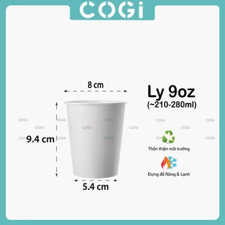 50 ly giấy 9oz | 10oz | 12oz | 16oz | 22oz | 24oz COGI đựng trà sữa cafe sinh tố - có lựa chọn nắp