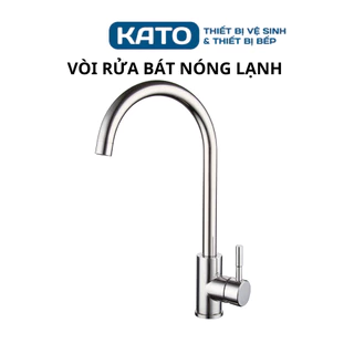 Vòi rửa bát inox 201 nóng lạnh cao cấp giá rẻ xoay 360 độ dáng tròn V7210