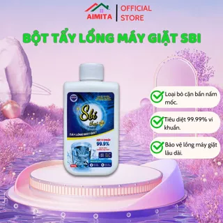 Bột tẩy lồng máy giặt cửa đứng cửa ngang SBI chai 300Gr loại bỏ các cặn bẩn nấm mốc lâu ngày AIMITA